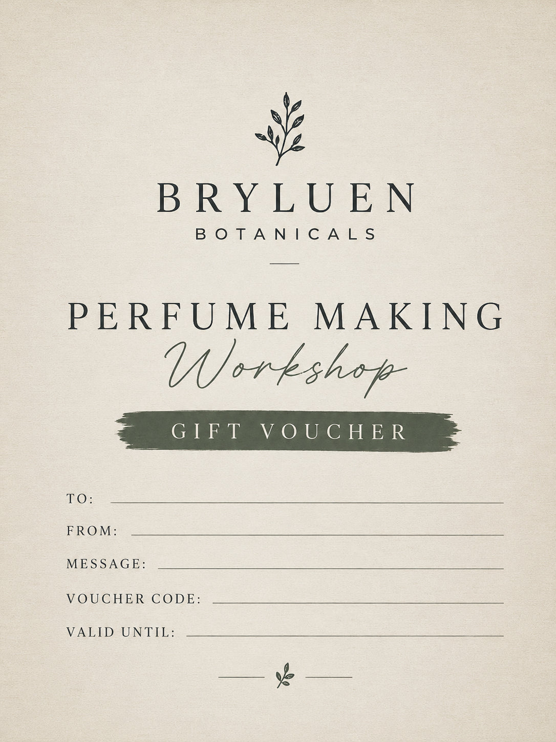 Bryluen Botanicals Perfume Making Workshop Gift Voucher — plant-based botanical experience using pure essential oils n St Ives, Cornwall.