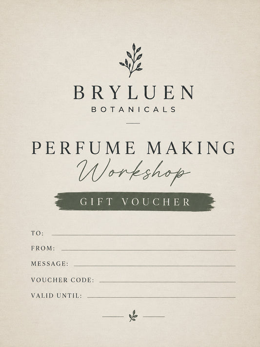 Bryluen Botanicals Perfume Making Workshop Gift Voucher — plant-based botanical experience using pure essential oils n St Ives, Cornwall.